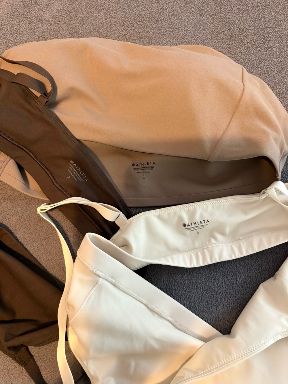 Athleta Scoop Bralette Trio in Cream, Brown, Taupe (lot of 3) - Picture 3 of 7